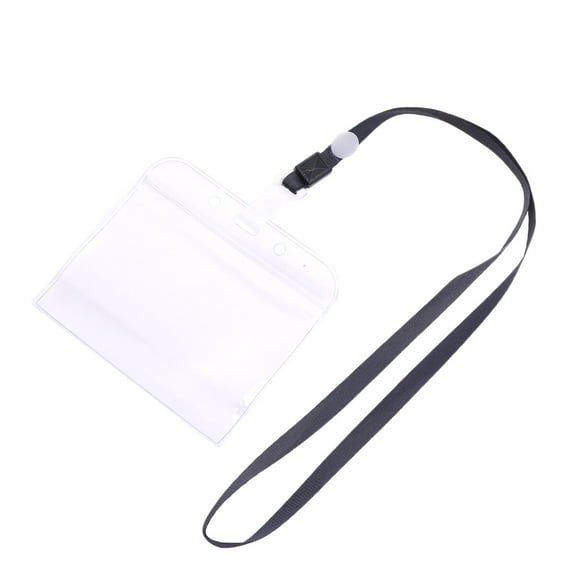 LEORX Transparent Badge Holder Clear PVC Waterproof Employee ID Holder with Rope 20Pcs Black