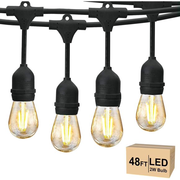 Guirnalda de luces para exteriores Svater de 48 pies con 15 bombillas Edison IP65