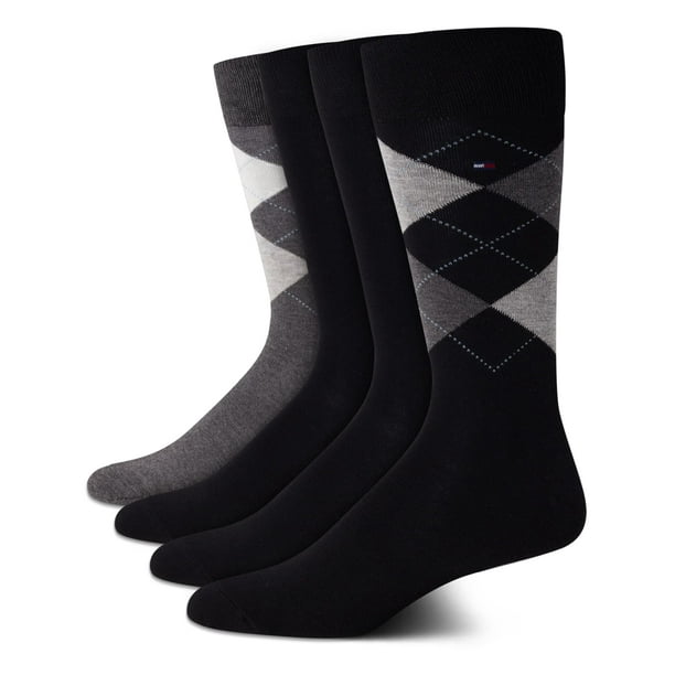 Calcetines redondos Tommy Hilfiger, cómodo vestido elástico para hombre, paquete de 4