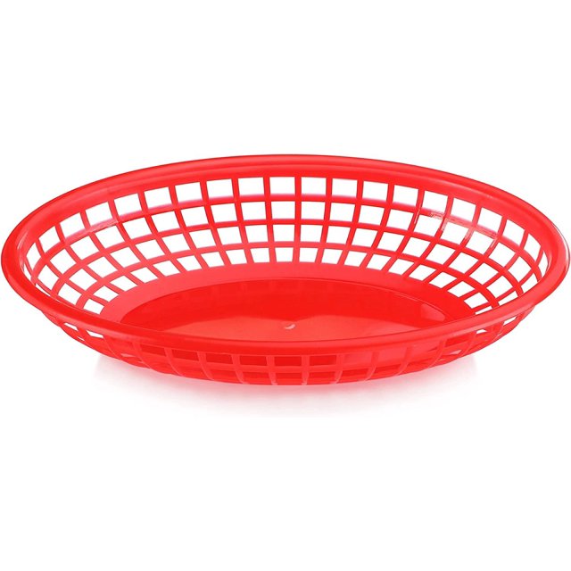 Cesta para refrigerios para servicio de comida, ovalada, roja, 24x15,5x4,5 cm, 2 uds. ER
