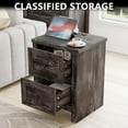 thumbnail image 6 of LUXOAK Nightstand Set of 2 with Charging Station, 2 Drawers, 24" Height, Dark Oak, 6 of 9