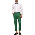 thumbnail image 2 of INSPIRE CHIC Plaid Dress Pants for Men's Slim Fit Houndstooth Cropped Pants Green 36, 2 of 5