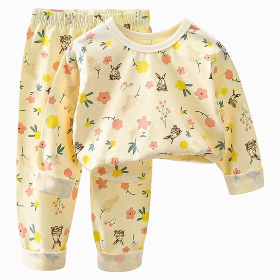 Wonitaaizi Toddler & Kids Two Piece Pajama Set Clothes for Boys & Girls, Children PJs(18-24 Months,Gold)