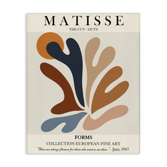 Stupell Industries Modern Matisse Abstract Cut Out Forms Traditional Canvas Art, 16 x 20, by Ros Ruseva