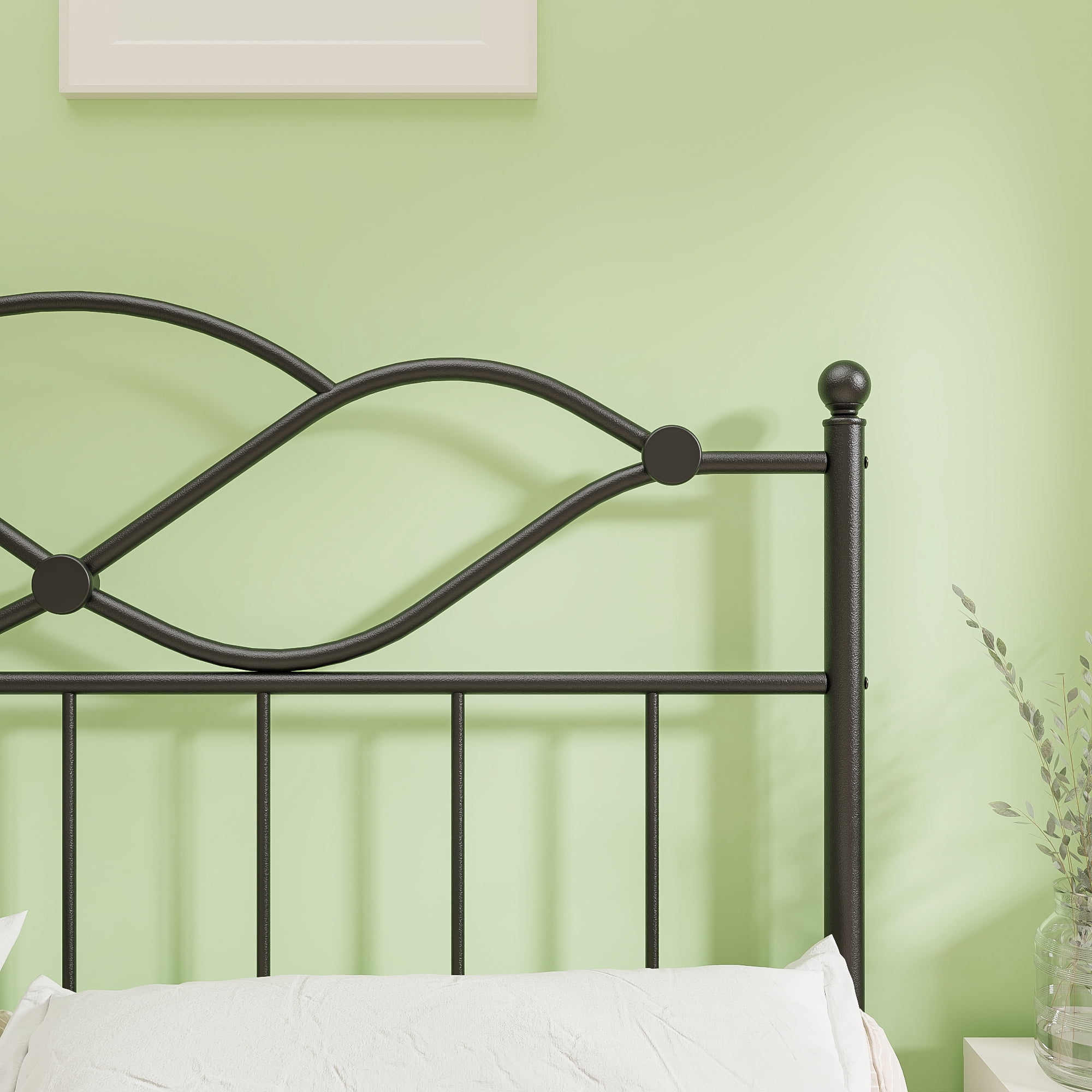 Yoneston Queen Size Sturdy Metal Headboard with Adjustable Height for Queen Beds, Black