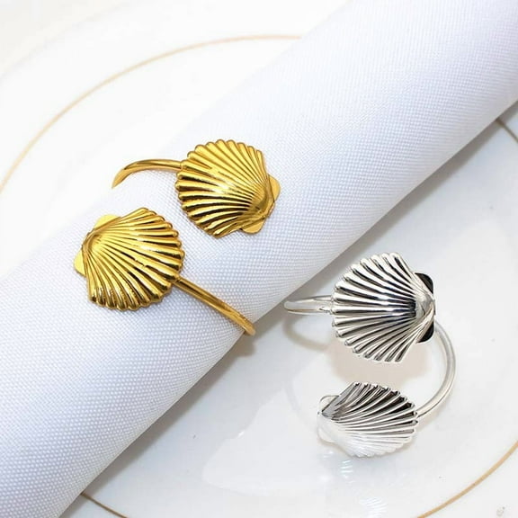 Seashell Napkin Rings Set of 12 Gold Ocean Napkin Holders for Wedding Party Hawaii Beach Theme Dining Table Decorations