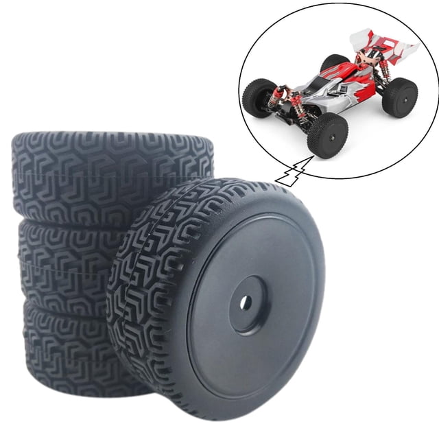 Paquete de 4 neumáticos , de neumáticos de goma 66mm para 144001 14 Car y 1::16 1:10 Crawler, accesorios de rep Negro Hugo Neumáticos de goma