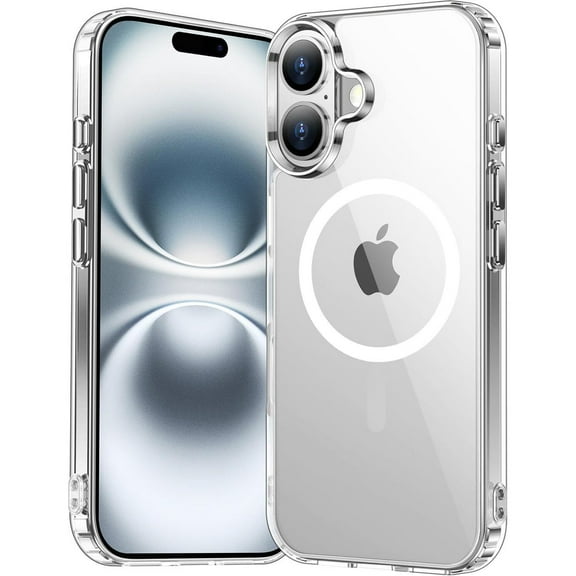Entronix Case Designed for Apple iPhone 16 Plus Clear Magnetic Case, [Yellow Resistant] Strong Protective Cover, Slim Fit Shockproof Transparent Crystal Clear Magnetic Case for Apple iPhone 16 Plus