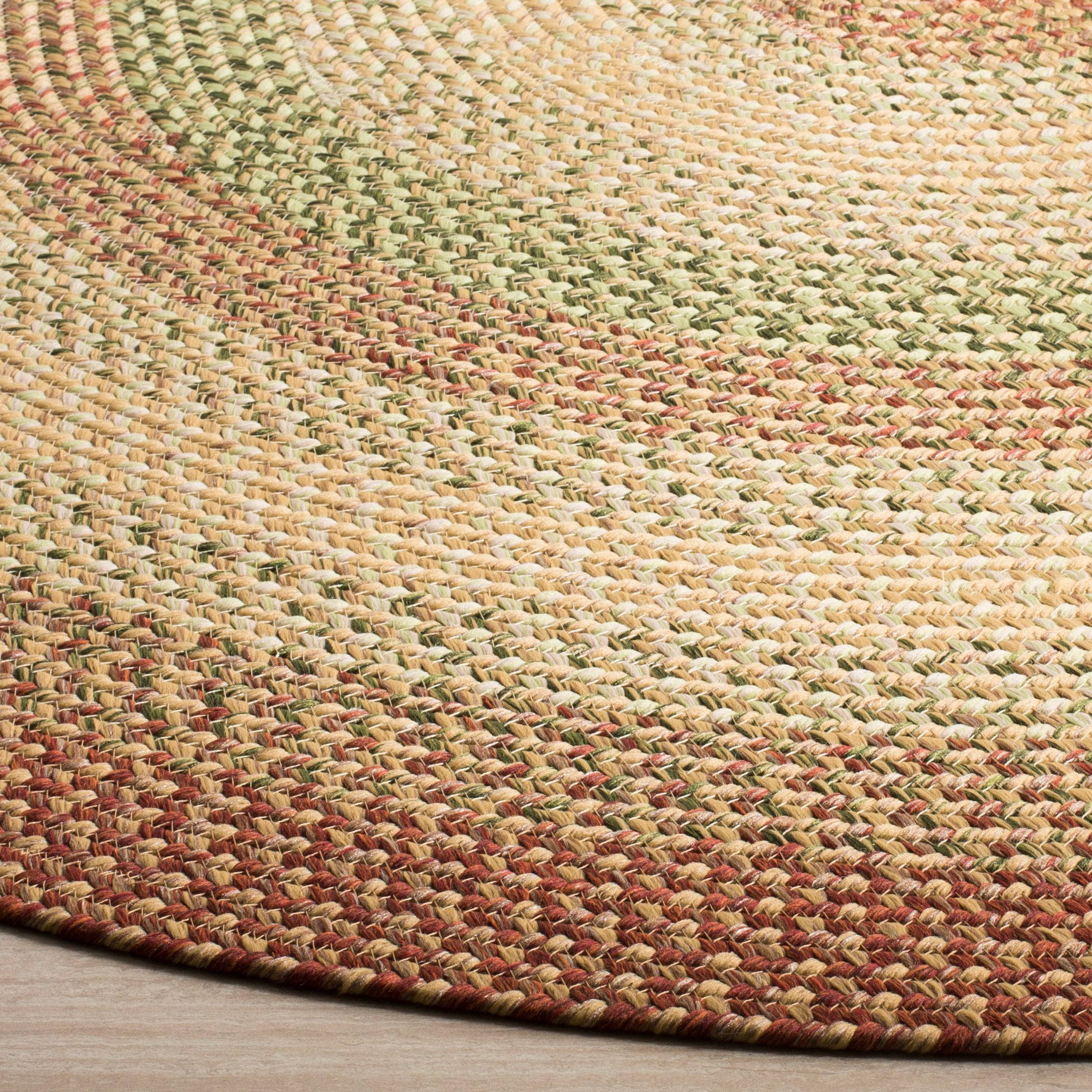 SAFAVIEH Braided Cirino Colorful Bordered Area Rug, Rust/Multi, 8' x 8' Round