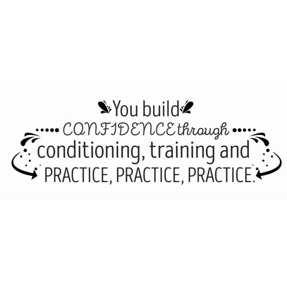 Stick And Peel Vinyl Home Decoration Adhesive Sticker | 8" x 20" DIY Motivational Gymnast Quotes Wall Decal - You Build Confidence Through Conditioning Training And Practice Practice Practice