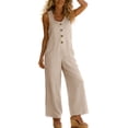 thumbnail image 5 of Purcolt Summer Jumpsuits for Women Button Down Sleeveless Casual Jumpers Loose Wide Legs Rompers Overalls with Pockets, 5 of 9