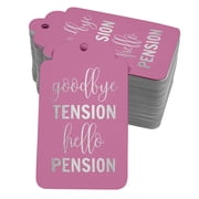 Inkdotpot Silver Foil Paper Hang Tags Good Bye Tension Hello Pension Retirement Favor Tags 100 Pieces