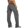thumbnail image 3 of Toonshare Women Pants on Lightweight Women's Solid Color Casual Elastic Waist Pocket Long Pants for Sports Dark Gray XXL, 3 of 7
