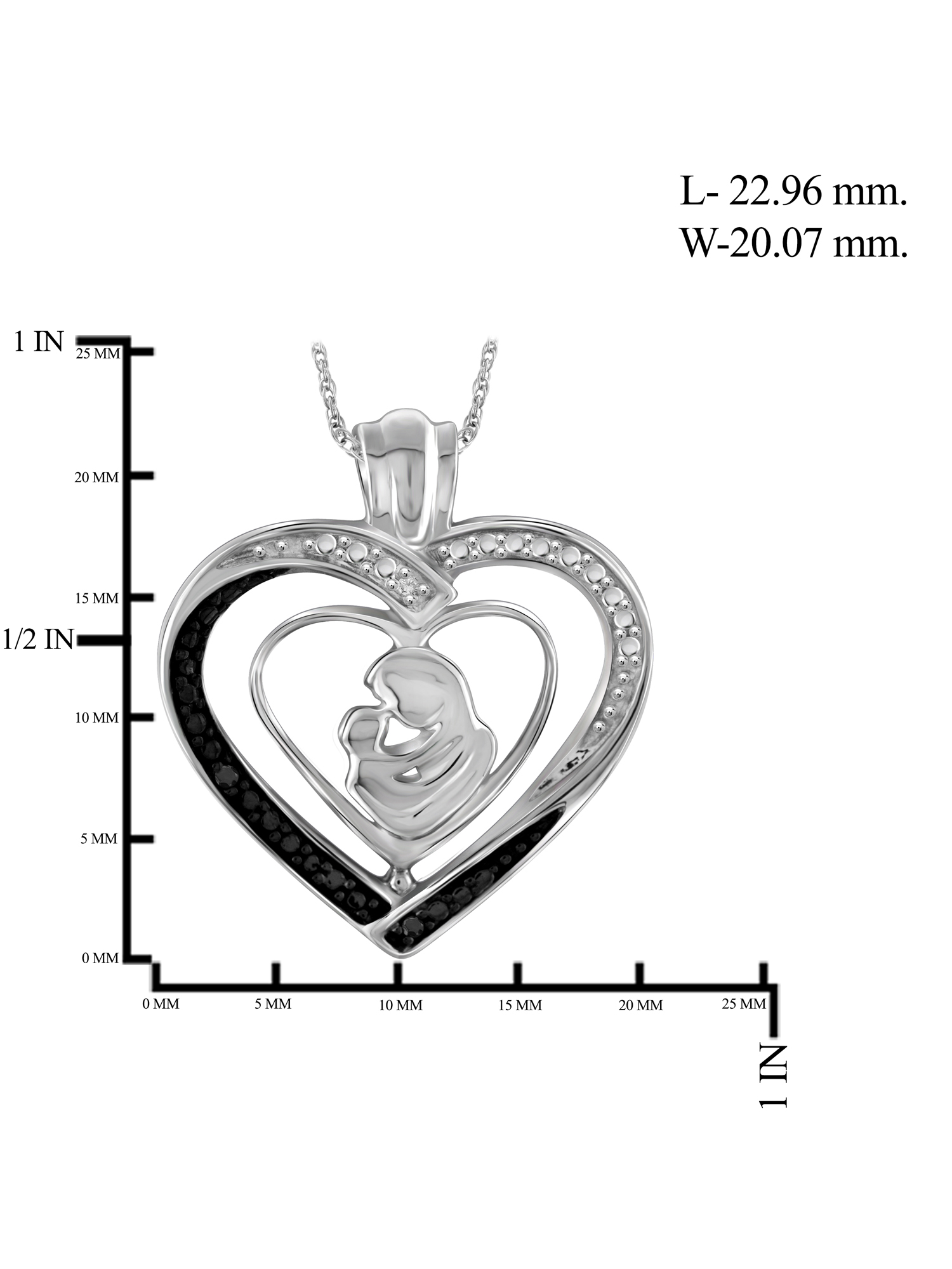JewelersClub Mom Necklace 0.925 Sterling Silver Necklace for Women – Beautiful Accent Black & White Diamonds + 0.925 Sterling Silver Mother Daughter Necklace – Mothers Day Gifts Necklaces for Women - image 2 of 5