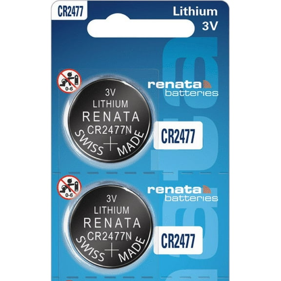 Renata CR2477 Batteries - 3V Lithium Coin Cell 2477 Battery (2 Count)