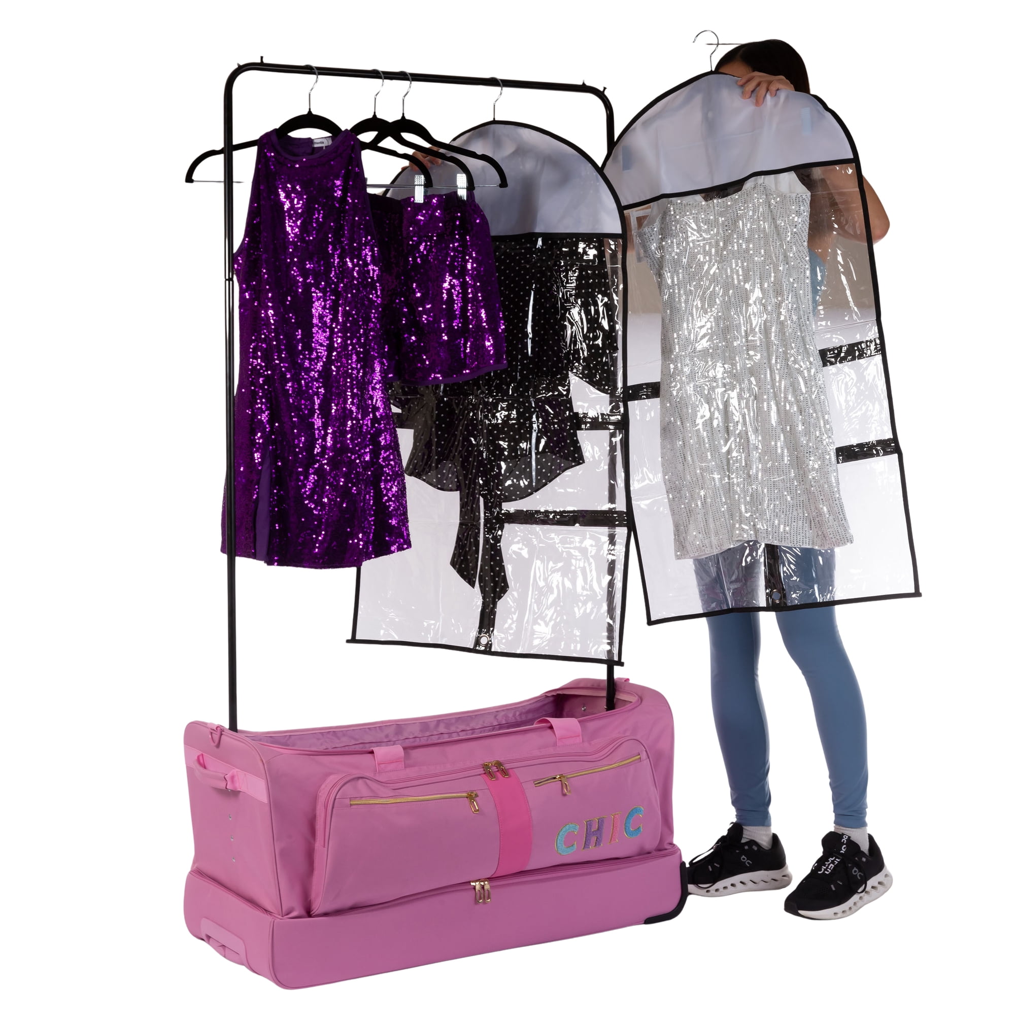 CHIC® 32-Inch Collapsible Rolling Dance Bag with Garment Rack