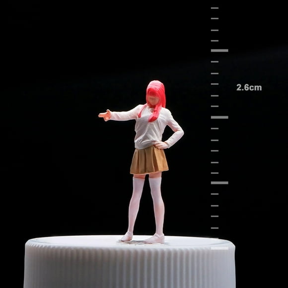 BELOVING 1/64 Girl Model Collectible Resin Tiny People Model for Train Station Layout
