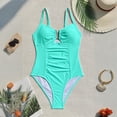 thumbnail image 4 of One Piece Swimsuit Women Ring Linked Cut Out Slimming Bathing Suits Athletic U-Wire Sexy Swimsuit Slim Vacation Swimwear Turquoise M, 4 of 6