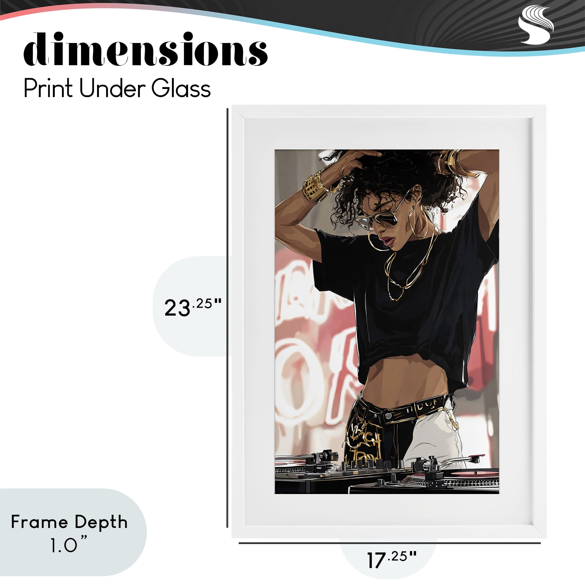 Stupell Industries Trendy Female DJ Musician White Framed Print Under Glass, design by Franklyn Gregory