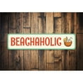 thumbnail image 1 of Beachaholic Novelty Sign, Metal Wall Decor - 4x18 inches, 1 of 4