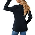thumbnail image 4 of WXLWZYWL Womens Long Sleeve Knit Sweaters Button Up Henley V Neck Collared Batwing Pullover Sweater Basic TeesCasual Loose Ribbed Jumper Tops, 4 of 5