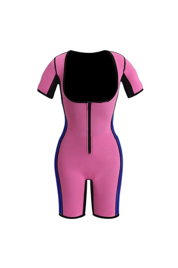 Women Full Body Shaper Slimming Weight Loss Sauna Suit Short Sleeve Sexy Corset Bodysuit Leg Waist Trimmer Zip Front Shapewear S-3XL