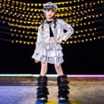 thumbnail image 2 of FYEGRE Elegant Kids Girls Skirt Suit Set For Stage Performance And Carnival Festival Show Outfit Kids Girls Shiny Metallic Motorcycle Short Moto Biker Skirt Suit Set Black XXXL, 2 of 9