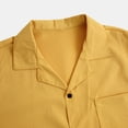 thumbnail image 5 of safuny Men's Turn Down Collar Button Down Shirts Loose Tops Pockets Short Sleeve Pullovers Solid Color Tees Summer Activewear Casual Workout Blouses Trendy Clearance Yellow M, 5 of 9