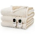 thumbnail image 2 of MARNUR Heated Blanket Queen Size 84"x90", Jacquard Faux Fur & Sherpa Electric Blanket with Dual Controllers,10 Heat Levels & 10H Timer, Machine Washable, White, 2 of 9