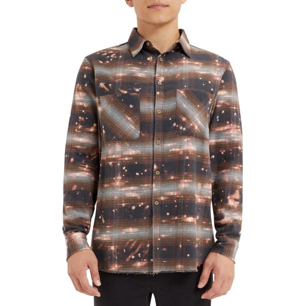 Epic Studios Men's & Big Men's Distressed Plaid Flannel Shirt, Sizes S