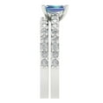 thumbnail image 3 of Clara Pucci 14K White Gold 1.325 Synthetic Blue Moissanite Engraveable Engagement Ring + Wedding Band Set, 3 of 7