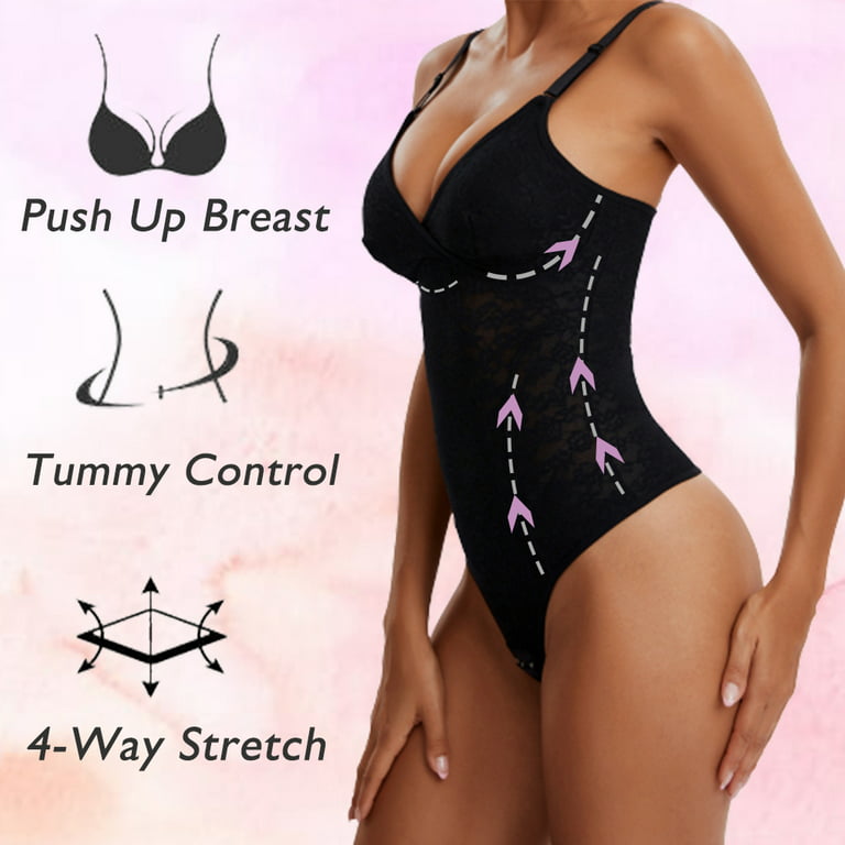 Lace Bodysuit for Women Tummy Control Shapewear Bodysuit Thong