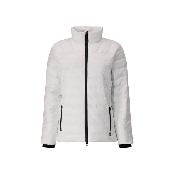 Women's Heat Holders Penelope Heatweaver Lined Double Zipper Puffer Jacket Color: White Black Size: MEDIUM
