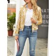 thumbnail image 3 of Sunisery Womens Sequin Jackets Sparkle Long Sleeve Zipper Bomber Jacket Lightweight Casual Party Glitter Blazer S-XXL, 3 of 7