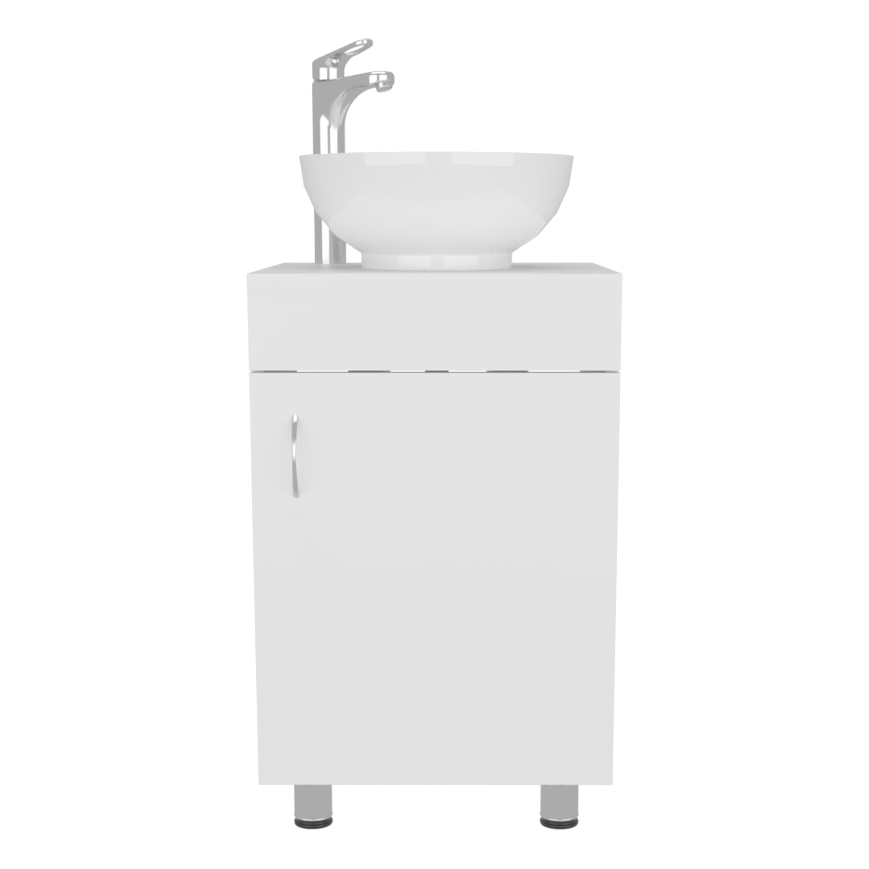 Vanity With Sink, Bathroom Vanity with Sink, 1 Door, 4 Legs, White Bathroom Vanity,Engineered Wood Single Sink Vanity, Bath & Faucets Bathroom Vanities