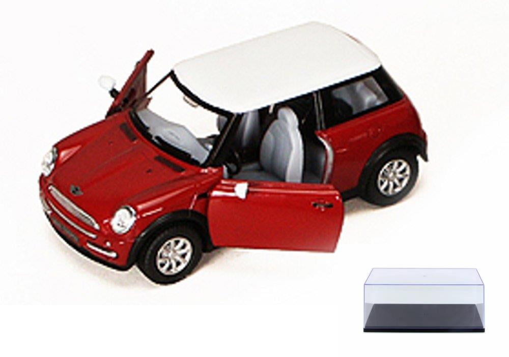 Diecast Car & Display Case Package New Mini Cooper, Ruby Kinsmart