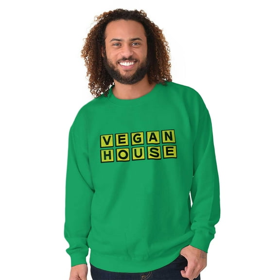Funny Vegan House Saarcastic Food Unisex Plus Fleece Graphic Sweatshirt Brisco Brands 2X