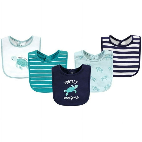 Hudson Baby Infant Boys Cotton Bibs, Sea Turtle, One Size