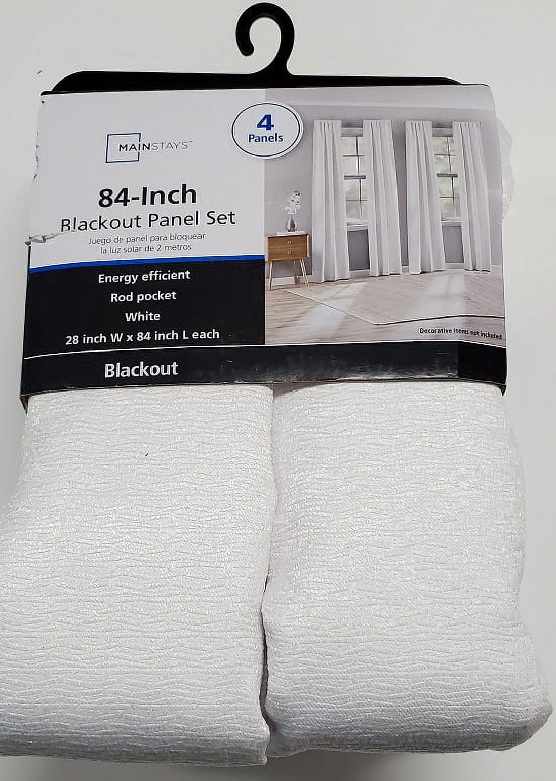 Mainstays 4 of a Kind Blackout Curtain Panels, Set of 4, White, 28" W x 84" L