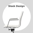thumbnail image 5 of 2xhome Set of 2 Mid Century Office Swivel Task Chair With Arms Wheels Modern White Desk Chair Ergonomic Mid back PU Leather Arm Rest Adjustable Height, 5 of 11