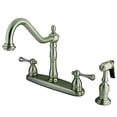 thumbnail image 1 of Double Handle 8" Kitchen Faucet with Brass Sprayer, 1 of 2