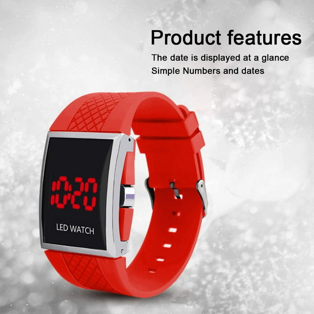 Aofa Unisex Rectangle Dial Date Display Adjustable LED Digital