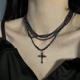 thumbnail image 3 of Necklaces Fashion Sexy Cross Black Multilayer Choker Fashion For Women Gothic Punk Lolita For Girls Pendant Handmade Party, 3 of 4