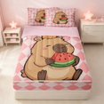 thumbnail image 2 of Erosebridal Kawaii Capybara Zipper Queen Comforter Set with Fitted Sheet and 2 Pillowcases, Cute Animal Zipper Bedding Set, Pink Reversible, 2 of 7