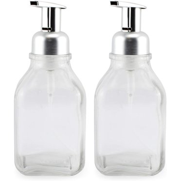 Lela & Ollie 'Be Merry And Bright' Glass Soap Dispenser – 8 Ounce, Handcrafted With Inspirational Quote – Kitchen Or Bathroom Decor
