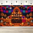 Deep Dead Blue 5.9x3.6FT Day of the Dead Altar Backdrop Deep Blue Moon Sugar Skull ...