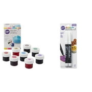 Wilton Icing Colors (8 Count) and Black Food Writer Edible Ink Markers (2 Count)