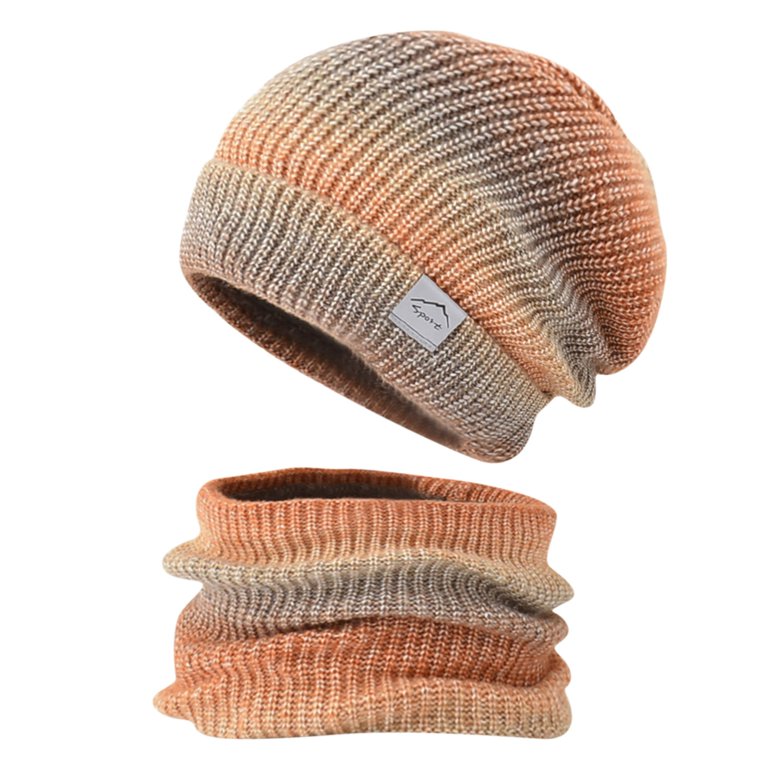 Yubnlvae Thermal Womens Knitting Flocking Hat Scarf Winter Add Warm Hat  Earmuffs Cycling Baseball Caps Orange
