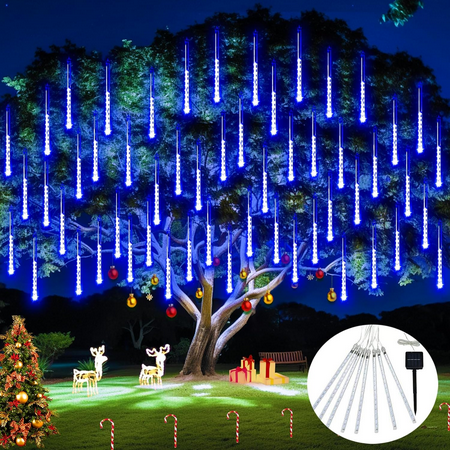 

Halloween Decorations Outdoor Lights: 8 Tube 144 Leds Solar Meteor Shower Rain Lights - Purple Solar Lights for Halloween Christmas Tree Patio Yard Holiday Party