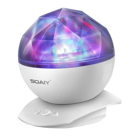 SOAIY Baby Projector Aurora Ocean Wave Color Chaing Soothing White Noise Sound Machine Night Light Lamp Sleeping Aid Projector with Music, Timer for Kids, Toddler, Party, Dating,